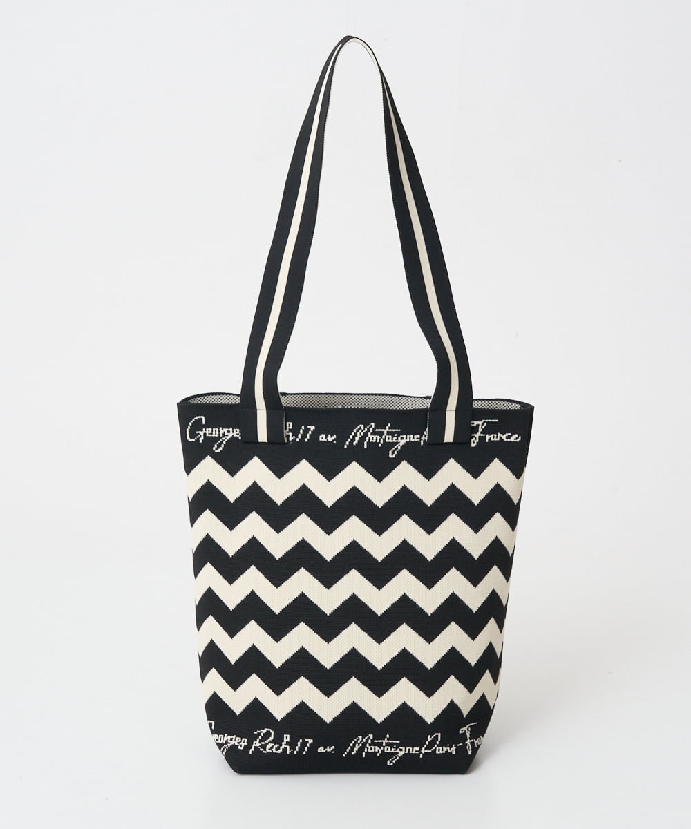PF5EE10098 GEORGES RECH(小さいサイズ)(メゾン ドゥ サンク) ジャガードニットトートバッグ ブラック