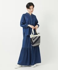 PF5GA38098 GEORGES RECH(小さいサイズ)(メゾン ドゥ サンク) 幾何プリントニットバッグ ネイビー系