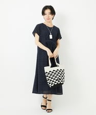PF5GA38098 GEORGES RECH(小さいサイズ)(メゾン ドゥ サンク) 幾何プリントニットバッグ ネイビー系