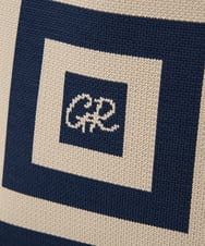 PF5GD27090 GEORGES RECH(小さいサイズ)(メゾン ドゥ サンク) 幾何学柄ニットトートバッグ ネイビー