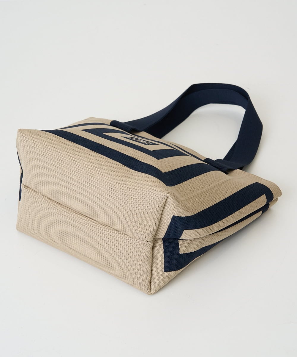 PF5GD27090 GEORGES RECH(小さいサイズ)(メゾン ドゥ サンク) 幾何学柄ニットトートバッグ ネイビー