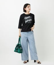 PF5GD28090 GEORGES RECH(小さいサイズ)(メゾン ドゥ サンク) 幾何学柄ニット巾着ショルダーバッグ カーキ