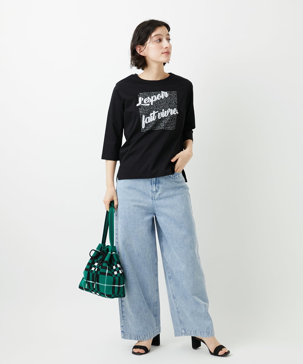 PF5GD28090 GEORGES RECH(小さいサイズ)(メゾン ドゥ サンク) 幾何学柄ニット巾着ショルダーバッグ カーキ