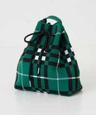 PF5GD28090 GEORGES RECH(小さいサイズ)(メゾン ドゥ サンク) 幾何学柄ニット巾着ショルダーバッグ カーキ