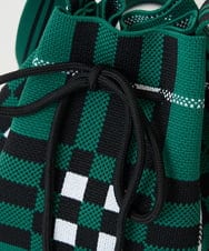 PF5GD28090 GEORGES RECH(小さいサイズ)(メゾン ドゥ サンク) 幾何学柄ニット巾着ショルダーバッグ カーキ