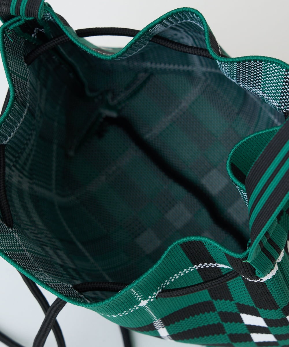 PF5GD28090 GEORGES RECH(小さいサイズ)(メゾン ドゥ サンク) 幾何学柄ニット巾着ショルダーバッグ カーキ