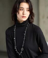 PG2AG15120 GEORGES RECH(ジョルジュ・レッシュ)  [日本製]メタリックコットンパールネックレス ダークグレー
