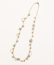 PG2AG15120 GEORGES RECH(ジョルジュ・レッシュ)  [日本製]メタリックコットンパールネックレス ダークグレー