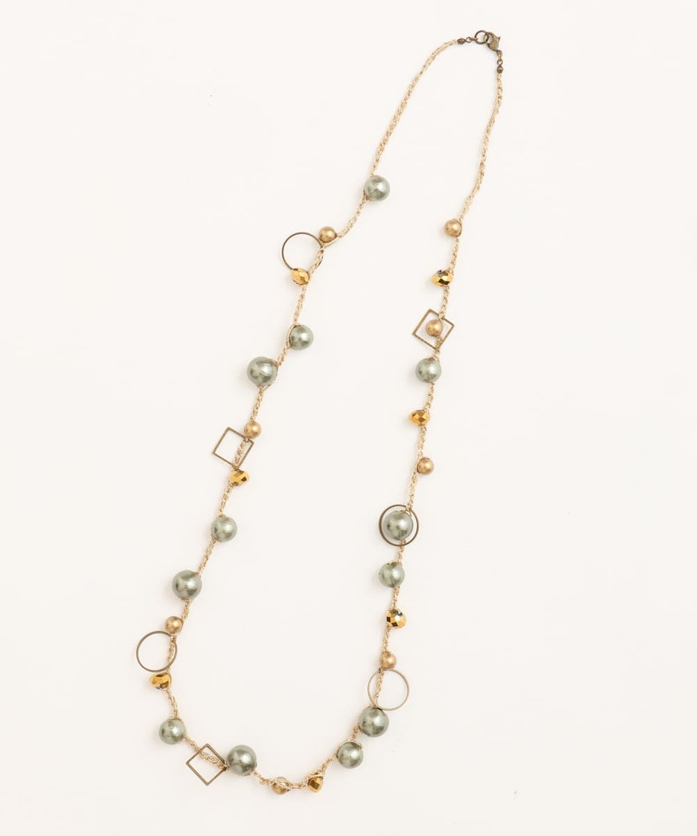 PG2AG15120 GEORGES RECH(ジョルジュ・レッシュ)  [日本製]メタリックコットンパールネックレス ダークグレー
