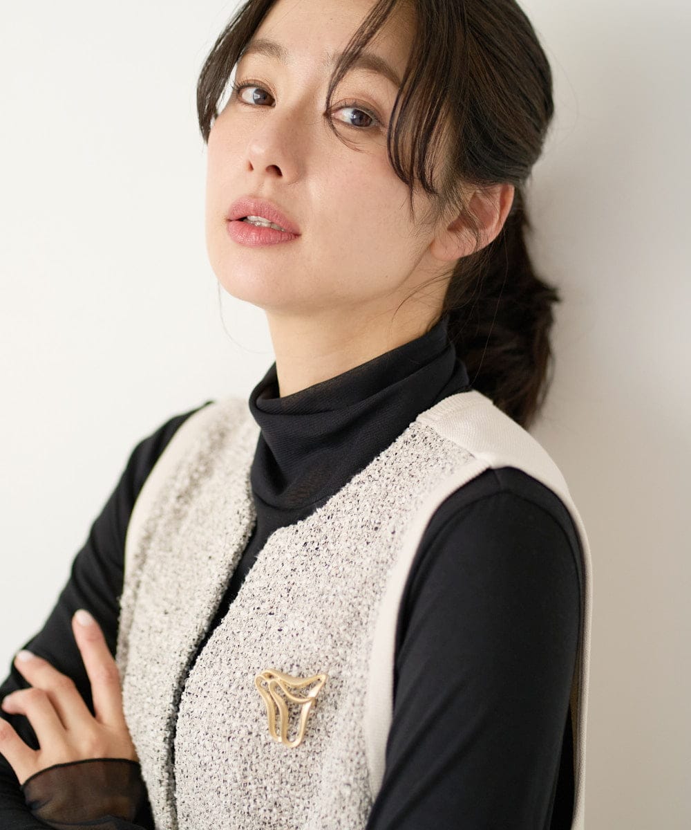 PG2EE02058 GEORGES RECH(ジョルジュ・レッシュ)  [日本製]ウェーブブローチ ゴールド