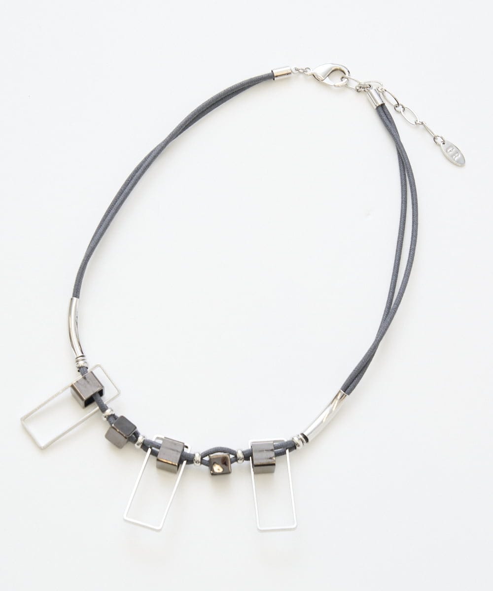 PG2EE04098 GEORGES RECH(ジョルジュ・レッシュ)  [日本製]スクエアパーツコンビメタルチョーカー ライトグレー