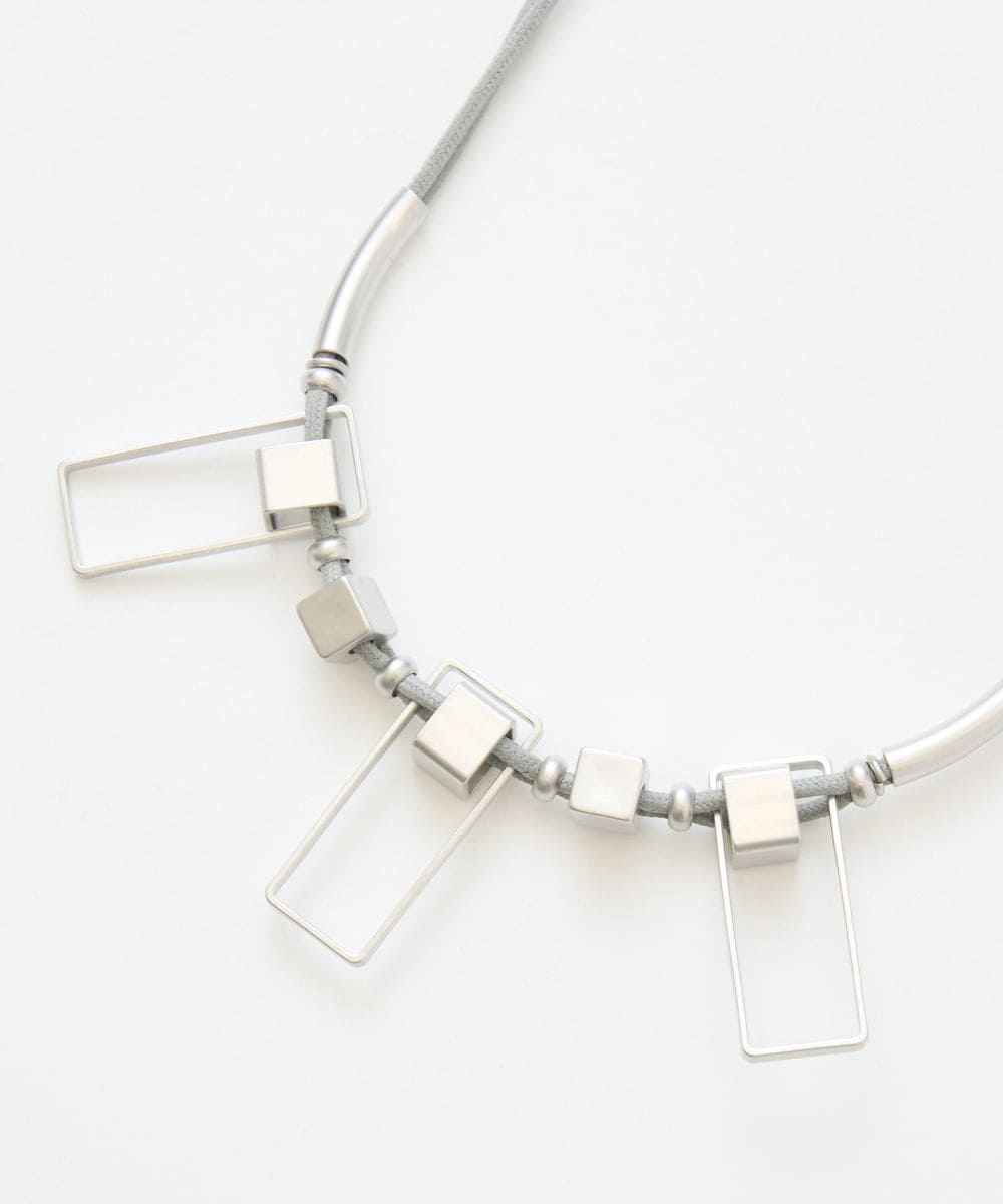 PG2EE04098 GEORGES RECH(ジョルジュ・レッシュ)  [日本製]スクエアパーツコンビメタルチョーカー ライトグレー