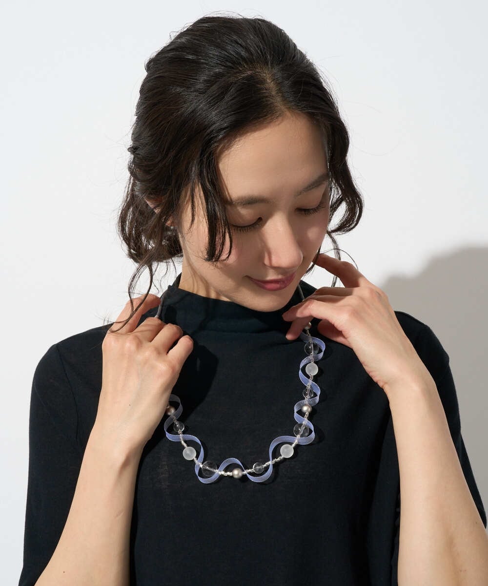 PG2GD20110 GEORGES RECH(ジョルジュ・レッシュ)  [日本製]シアーメッシュウェーブネックレス ホワイト