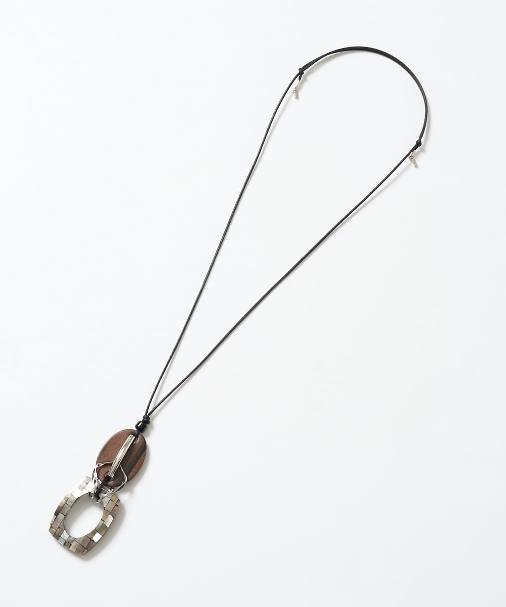 PG2GD21130 GEORGES RECH(ジョルジュ・レッシュ)  [日本製]モザイクシェルネックレス ブラック