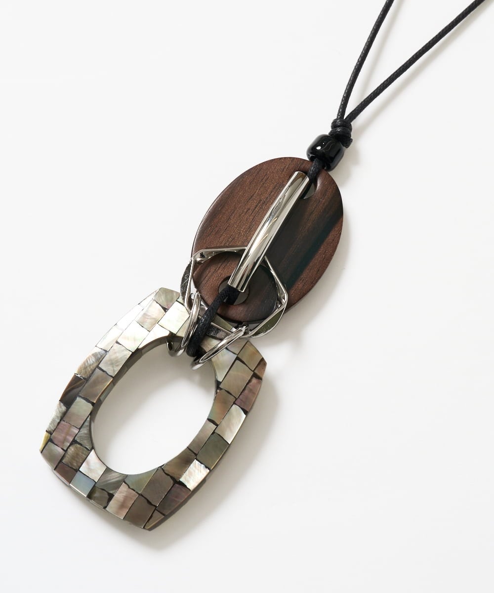 PG2GD21130 GEORGES RECH(ジョルジュ・レッシュ)  [日本製]モザイクシェルネックレス ブラック