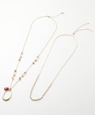 PG2GS04150 GEORGES RECH(ジョルジュ・レッシュ)  [日本製]3WAYカラフル天然石ネックレス オレンジ