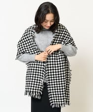 PG3AB54130 GEORGES RECH(ジョルジュ・レッシュ) 格子柄フリンジウールストール ブラック系