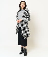 PG3AB54130 GEORGES RECH(ジョルジュ・レッシュ) 格子柄フリンジウールストール ブラック系