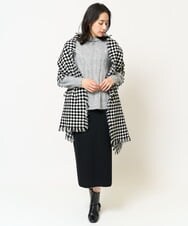 PG3AB54130 GEORGES RECH(ジョルジュ・レッシュ) 格子柄フリンジウールストール ブラック系