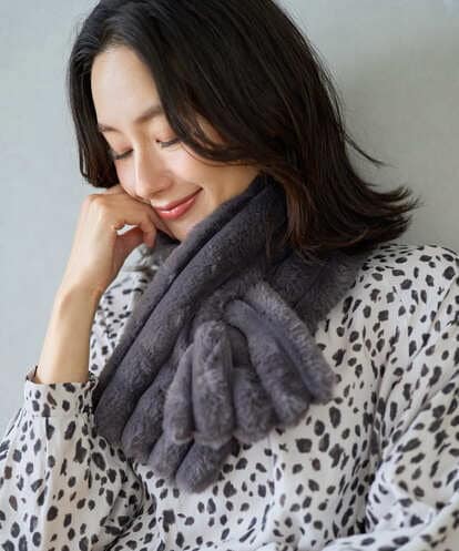 PG3AD11080 GEORGES RECH ストライプフェイクファーティペット