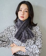 PG3AD11080 GEORGES RECH(ジョルジュ・レッシュ) ストライプフェイクファーティペット ダークグレー