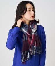 PG3AD12080 GEORGES RECH(ジョルジュ・レッシュ) カシミヤタッチ大判チェックストール ネイビー系