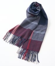 PG3AD12080 GEORGES RECH(ジョルジュ・レッシュ) カシミヤタッチ大判チェックストール ネイビー系