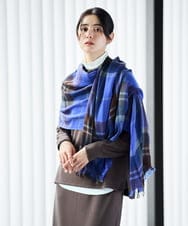 PG3AG18120 GEORGES RECH(ジョルジュ・レッシュ) ウールチェックストール ブルー