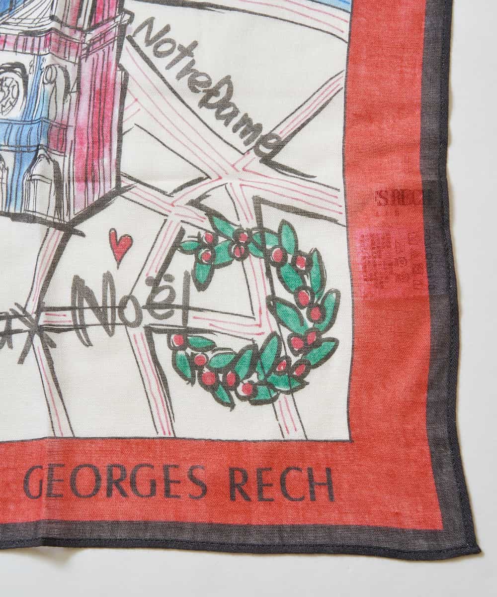 PG3CQ05110 GEORGES RECH(ジョルジュ・レッシュ) 【洗える】イラストスカーフ レッド