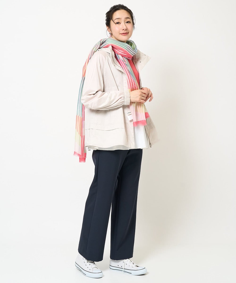 PG3EB20190 GEORGES RECH(ジョルジュ・レッシュ) 幾何ストライプシルク混ストール ピンク