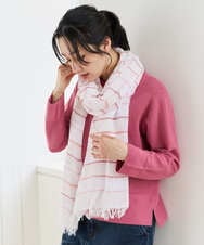 PG3EE09150 GEORGES RECH(ジョルジュ・レッシュ) スパンコールヤーンボーダーストール ピンク