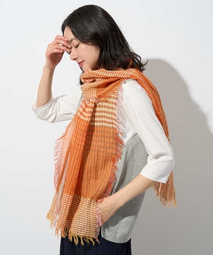 PG3GD24090  コットンリネンチェックストール