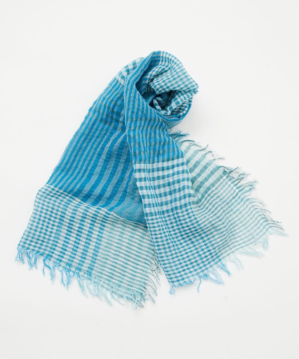PG3GD24090 GEORGES RECH(ジョルジュ・レッシュ) コットンリネンチェックストール ブルー