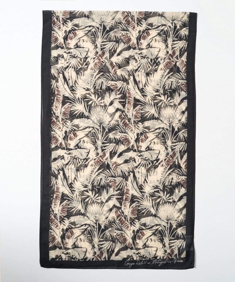 PG3GD25130 GEORGES RECH(ジョルジュ・レッシュ) サファリリーフプリントストール ブラック系