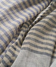 PG3GF26110 GEORGES RECH(ジョルジュ・レッシュ) コットンリネンボーダーストール ライトブルー