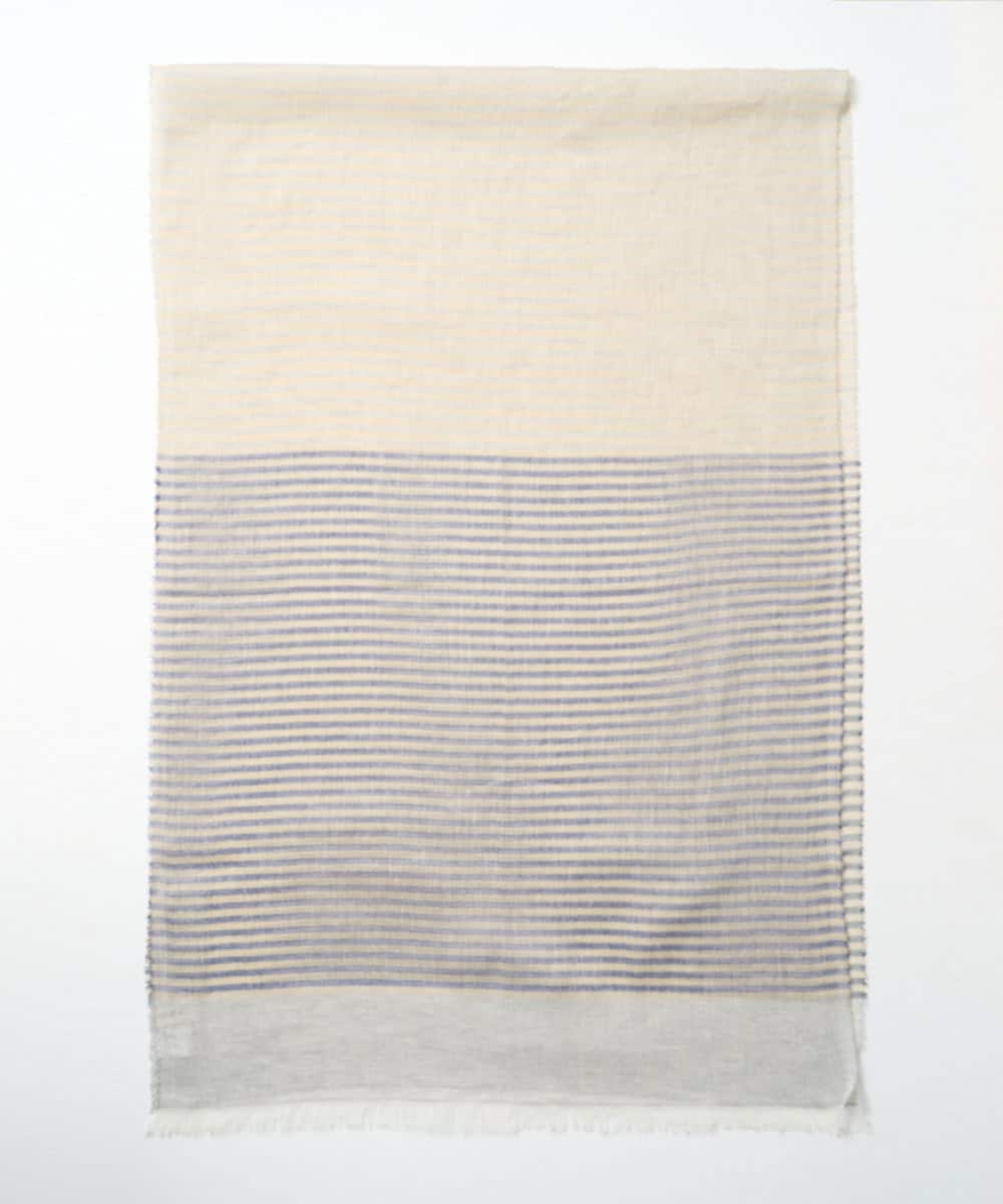 PG3GF26110 GEORGES RECH(ジョルジュ・レッシュ) コットンリネンボーダーストール ライトブルー