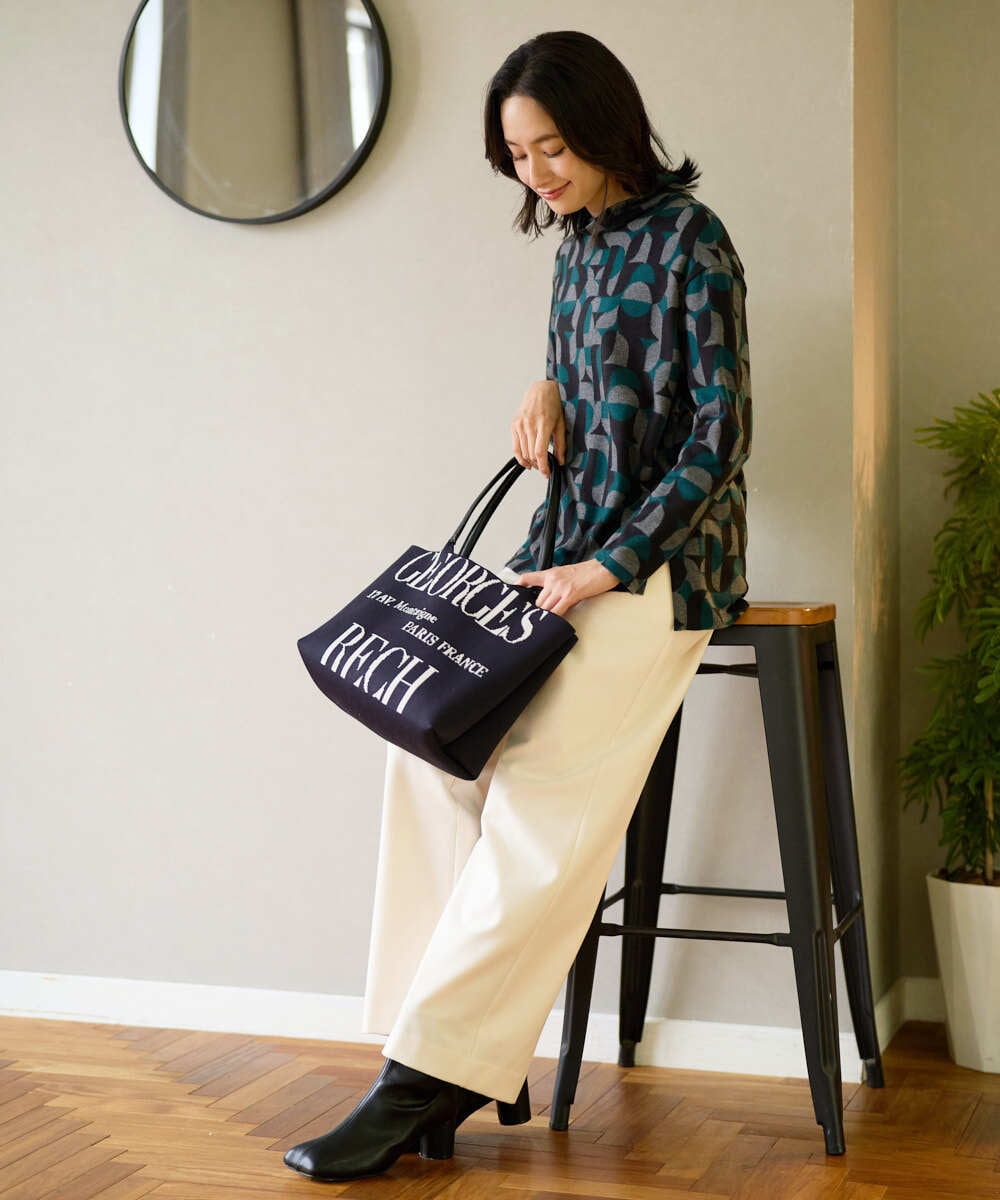 PG5AD01150 GEORGES RECH(ジョルジュ・レッシュ) ロゴニットトートバッグ ブラック系