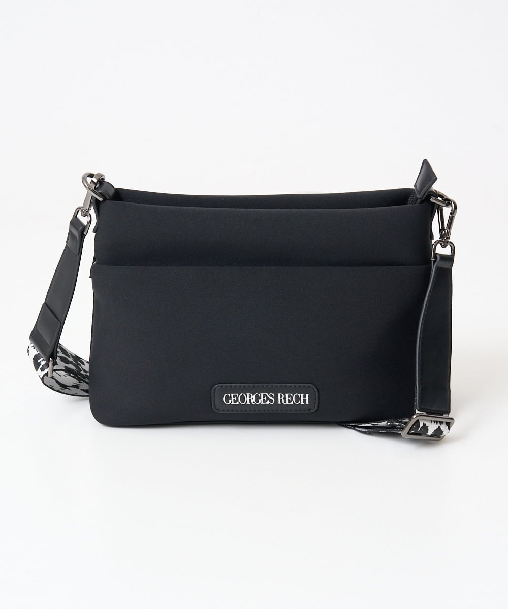 PG5AD04250 GEORGES RECH(ジョルジュ・レッシュ) チャーム付きレオパードテープショルダーバッグ ブラック