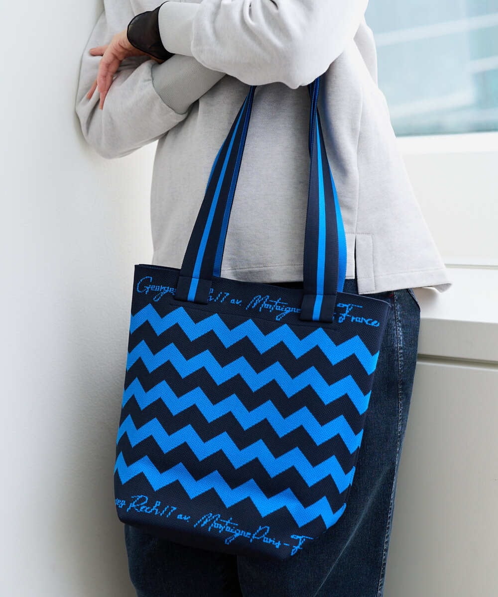 PG5EE10098 GEORGES RECH(ジョルジュ・レッシュ) ジャガードニットトートバッグ ブルー