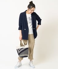 PG5GA38098 GEORGES RECH(ジョルジュ・レッシュ) 幾何プリントニットバッグ ネイビー系
