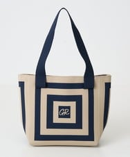 PG5GD27090 GEORGES RECH(ジョルジュ・レッシュ) 幾何学柄ニットトートバッグ ネイビー