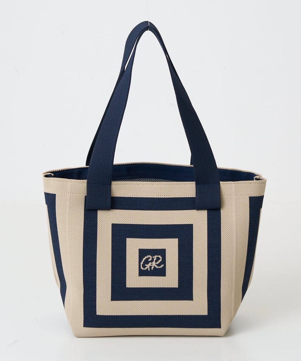 PG5GD27090 GEORGES RECH(ジョルジュ・レッシュ) 幾何学柄ニットトートバッグ ネイビー