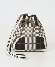 PG5GD28090 GEORGES RECH(ジョルジュ・レッシュ) 幾何学柄ニット巾着ショルダーバッグ カーキ