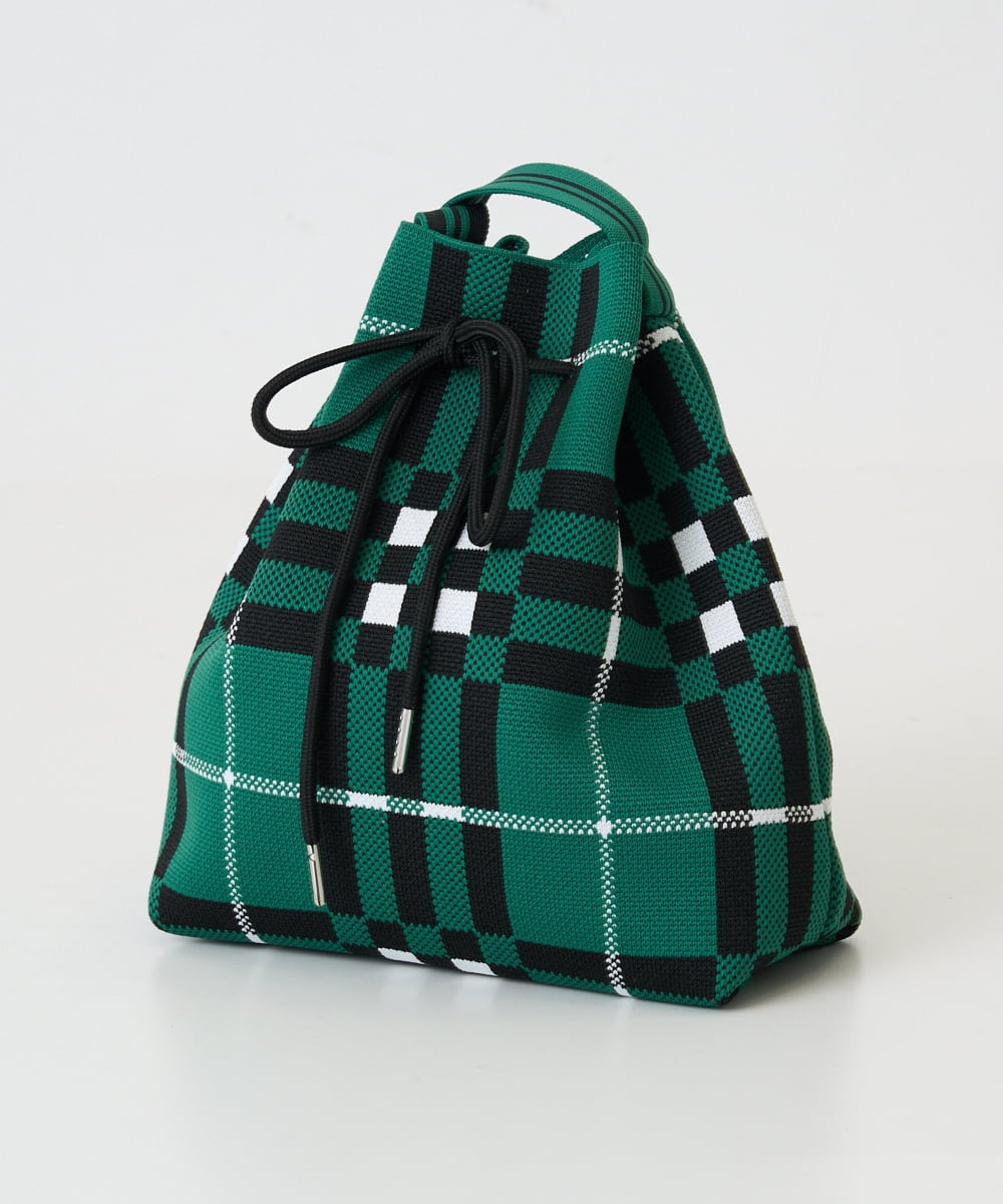 PG5GD28090 GEORGES RECH(ジョルジュ・レッシュ) 幾何学柄ニット巾着ショルダーバッグ カーキ