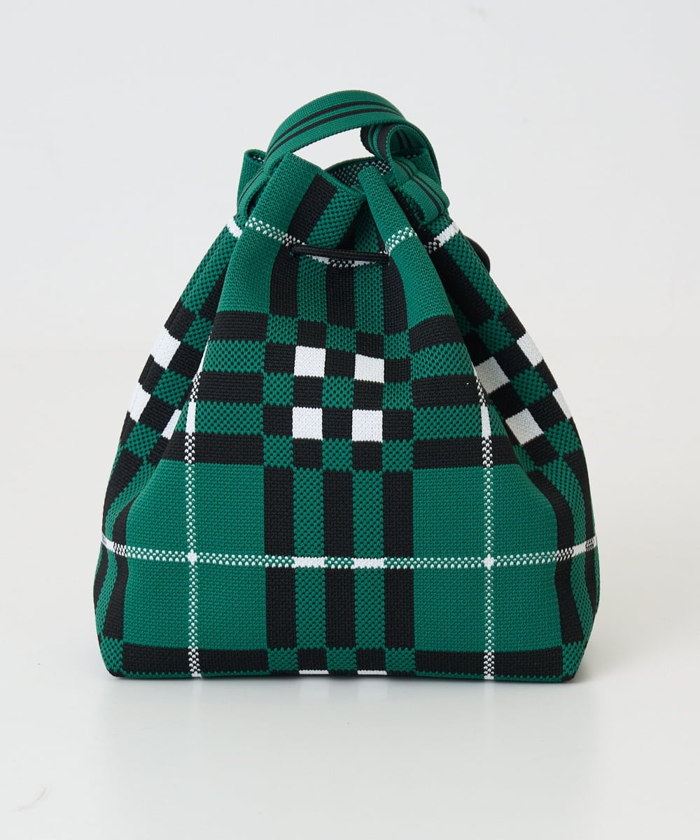 PG5GD28090 GEORGES RECH(ジョルジュ・レッシュ) 幾何学柄ニット巾着ショルダーバッグ カーキ