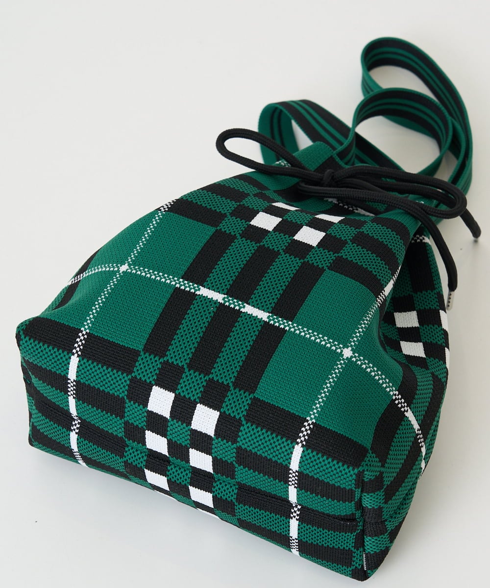 PG5GD28090 GEORGES RECH(ジョルジュ・レッシュ) 幾何学柄ニット巾着ショルダーバッグ カーキ