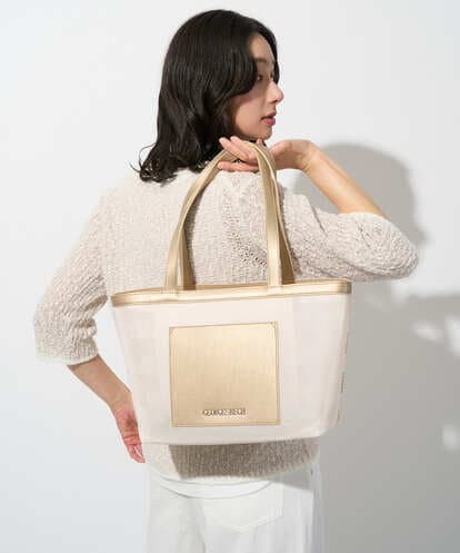 PG5GD29230 GEORGES RECH スパンコールボーダー刺繍シアートートバッグ