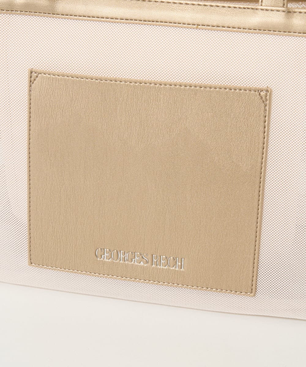 PG5GD29230 GEORGES RECH(ジョルジュ・レッシュ) スパンコールボーダー刺繍シアートートバッグ アイボリー