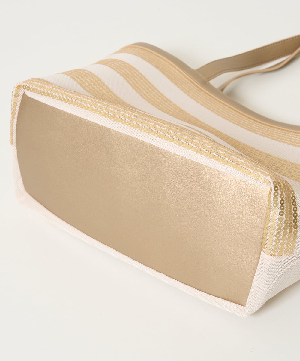 PG5GD29230 GEORGES RECH(ジョルジュ・レッシュ) スパンコールボーダー刺繍シアートートバッグ アイボリー