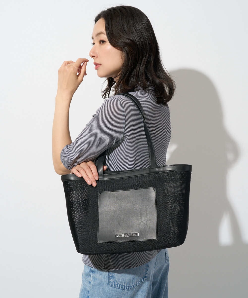 PG5GD29230 GEORGES RECH(ジョルジュ・レッシュ) スパンコールボーダー刺繍シアートートバッグ アイボリー